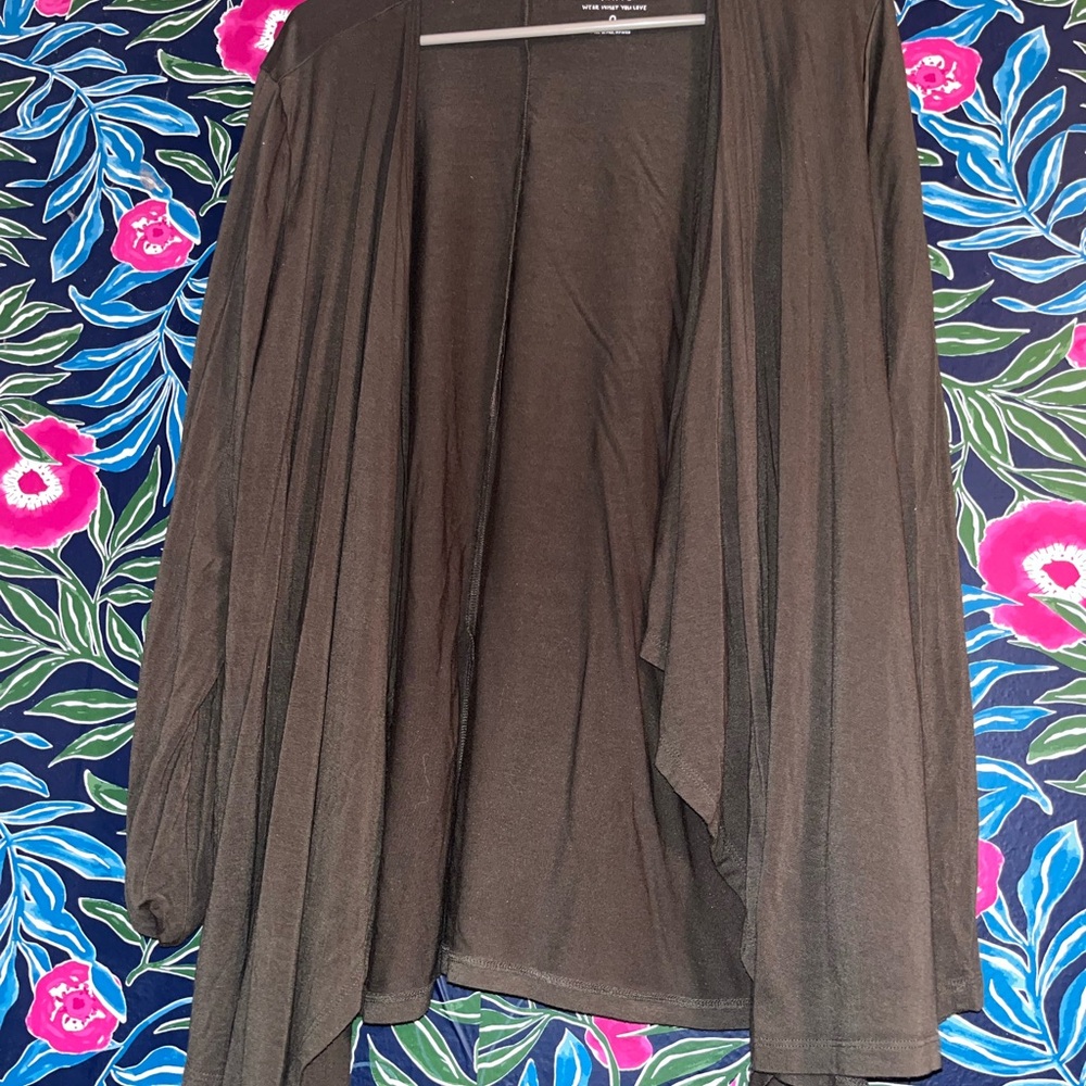 Olive cotton flowy cardigan
